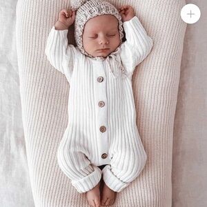 Cozy Cream Knit Baby Onesie